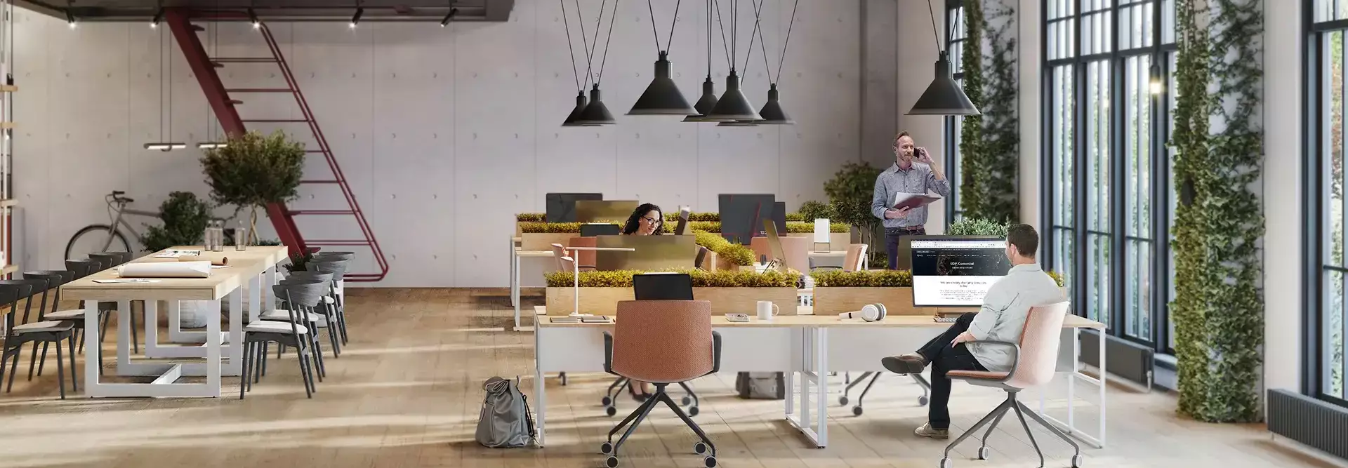 Ufficio EDP con alcuni lavoratori seduti alle scrivanie